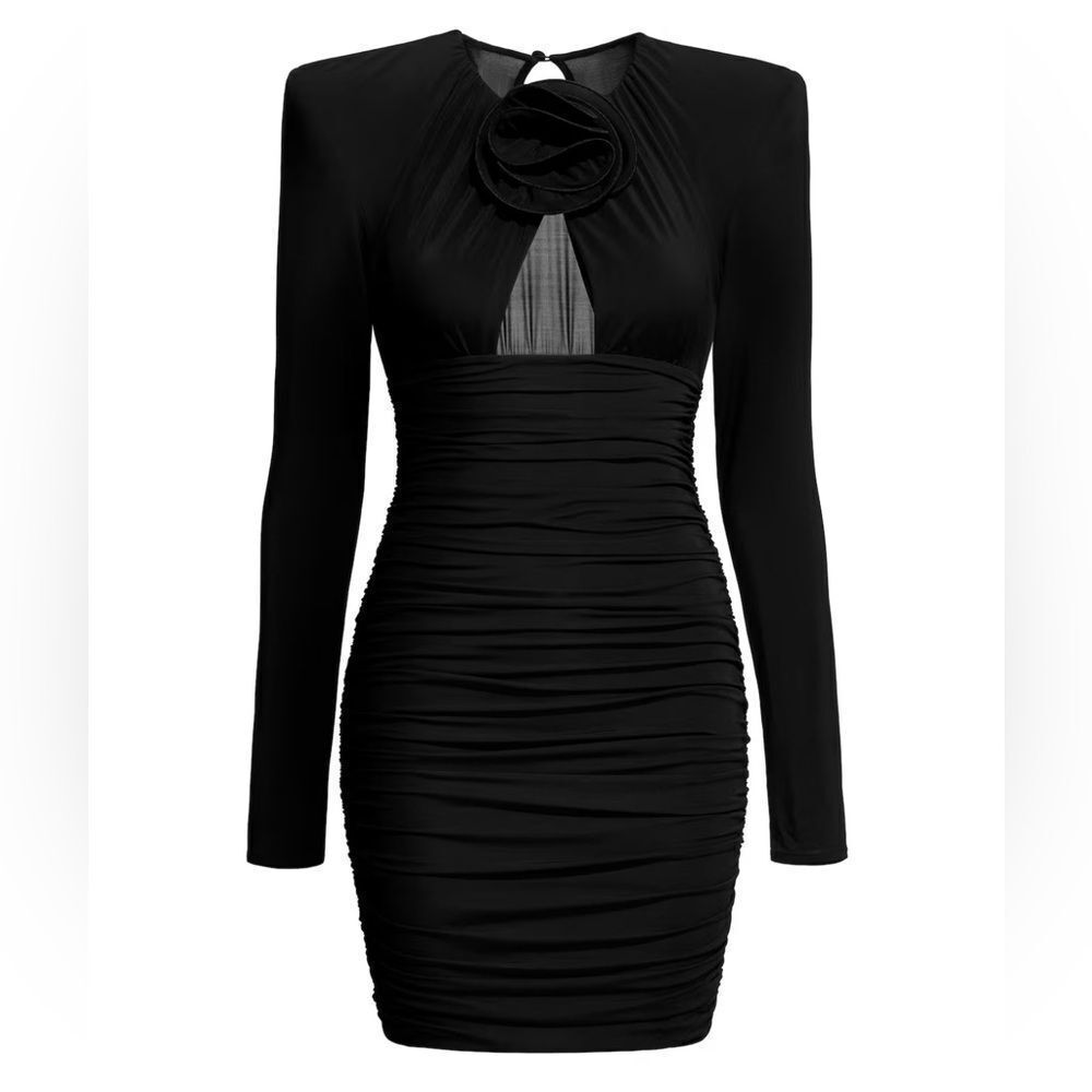 H&M Magda Butrym ROSE-APPLIQUÉD DRESS WITH SHOULDER PADS